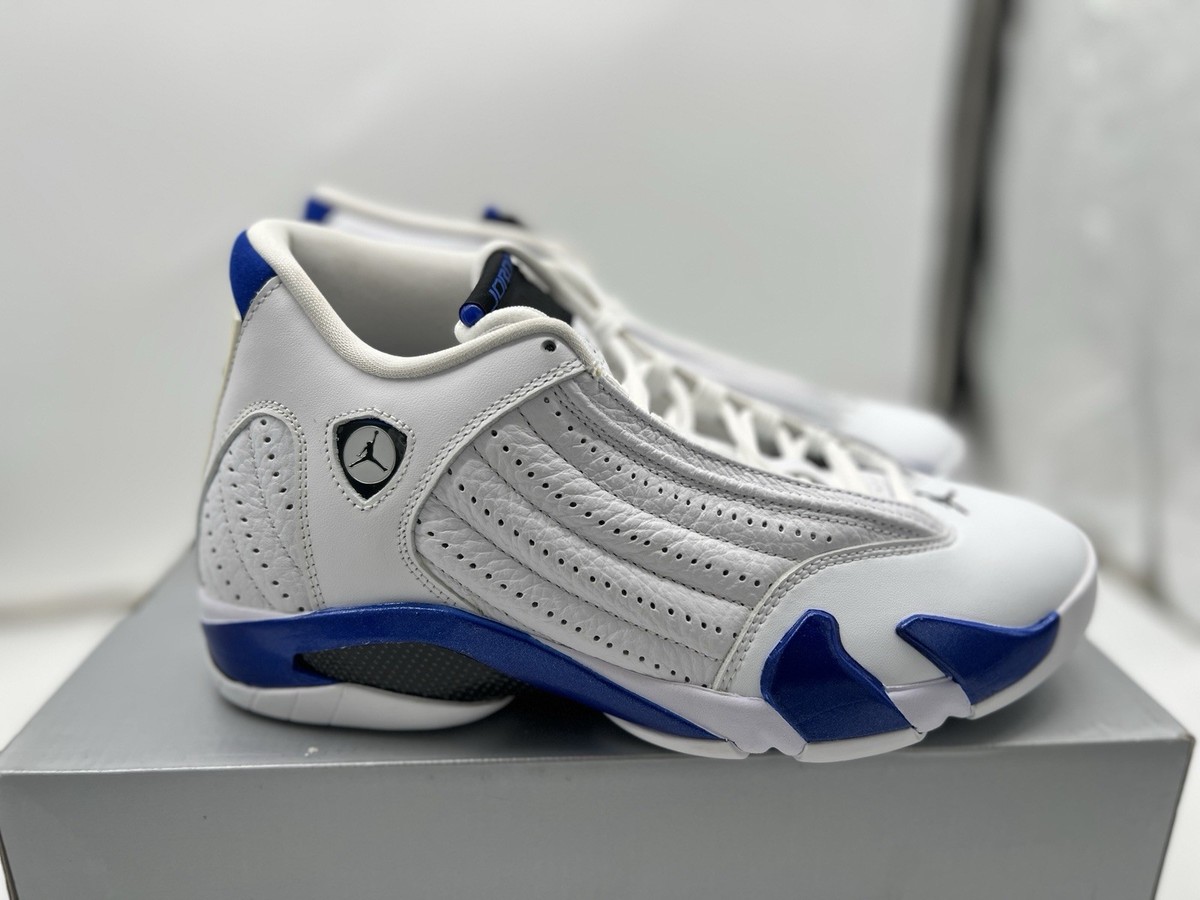 Air Jordan 14 Retro White Hyper Royal Blue Sz 8 New AJ XIV Nike