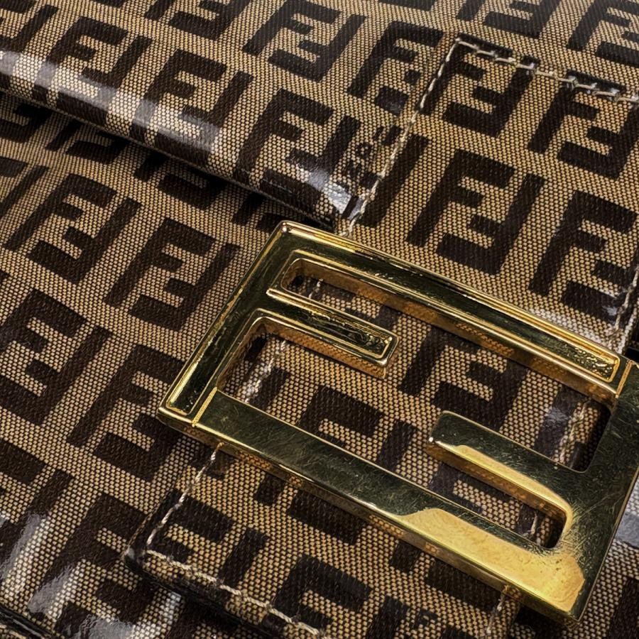 FENDI Zucchino Mamma Baguette Handbag Brown Coated Canvas 26424 #BS1194 thumbnail 4