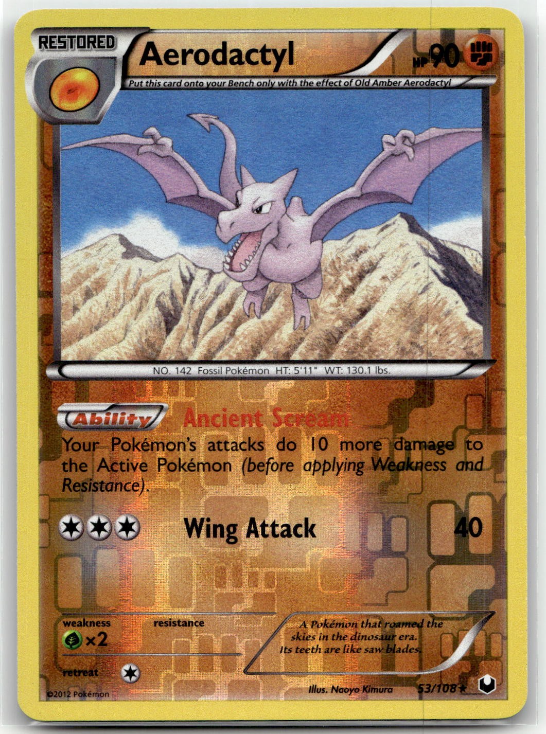 Aerodactyl 53/108 Rare Dark Explorers Pokemon Reverse Holo LP