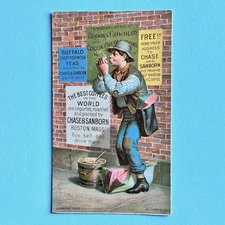 Chase & Sanborn Best Coffees Teas & Cocoa Man Smoking Pipe trade card ephemera