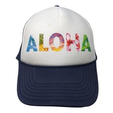 Aloha Snapback Trucker Hat Blue One Size Adjustable Mesh Back Rope Poly Otto