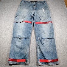 Vintage Marithe Francois Girbaud Shuttle Tape Baggy Jeans Blue Red Mens 38x33