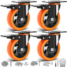 4 Heavy Duty Caster Wheels Set Of 4 2200lbs Load With Brake And Locking Plate