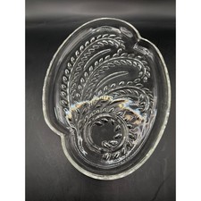Clear Glass Embossed Leaf Paisley Federal Glass Snack Master Luncheon Plate Vtg