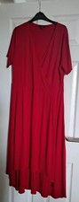 Simply Be Slip On Long Dress. Pillowbox Red. Wrap Effect. V Neck, Size 18