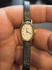 Vtg Timex Cavatina Women Dress Oval Leather Quartz Analog 18mm Watch 6 1/2" AB