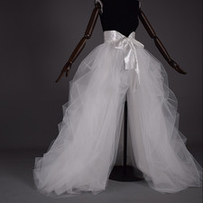 Tulle Wedding White Detachable Beach Bridal Ivory Sweep Train Rmovable Overskirt