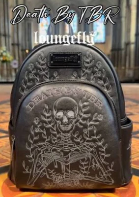EXCLUSIVE Loungefly Death By TBR Skeleton Book Mini Backpack Bag Book Lover NWT - Photo 1/4