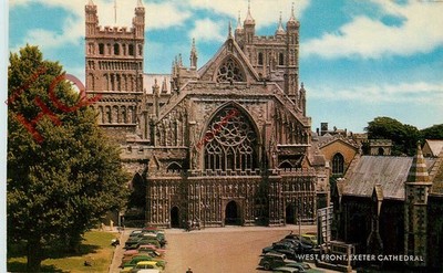 Ansichtskarte:: Kathedrale von Exeter, Westfront [Lachs]