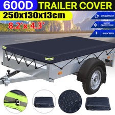 Blue Trailer Cover With Bungee Cord 8'x4' - Heavy Duty Waterproof Tie Down 600D