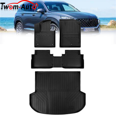 #ad All Weather Floor Mats Cargo Liner TPE Rubber For 21 23 Hyundai Santa Fe 5 Seat $85.95