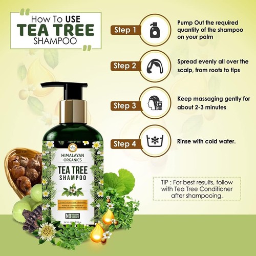 Himalayan Organics Tea Tree Shampoo Cleans Dandruff 300ml FS - Picture 5 of 12