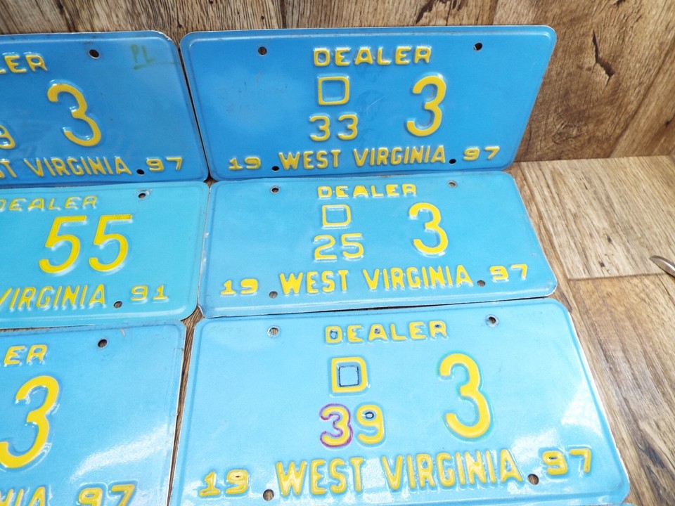 8 VTG Lot 1990'S WEST VIRGINIA AUTO DEALER License Plates MAN CAVE eBay