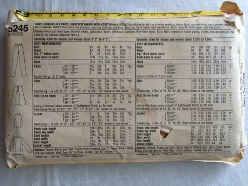 Vtg 1982 Simplicity 5245 UNCUT Misses Size 16-1/2 Skirt Pants Jacket Pattern - Picture 2 of 2