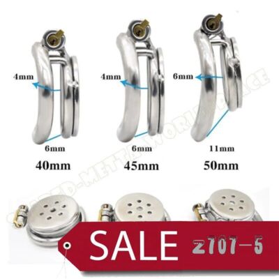 Sissy Flat Chastity Cage with Steel Arc Ring Male Chastity Device Anti Cheating