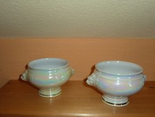 Suppen Tassen, Porzellan Suppentassen, schimmernder Glanz, 2er Set, Vintage 