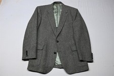 Vtg Haggar 44R Gray Herringbone Tweed Wool Mens Blazer Sport Coat Jacket