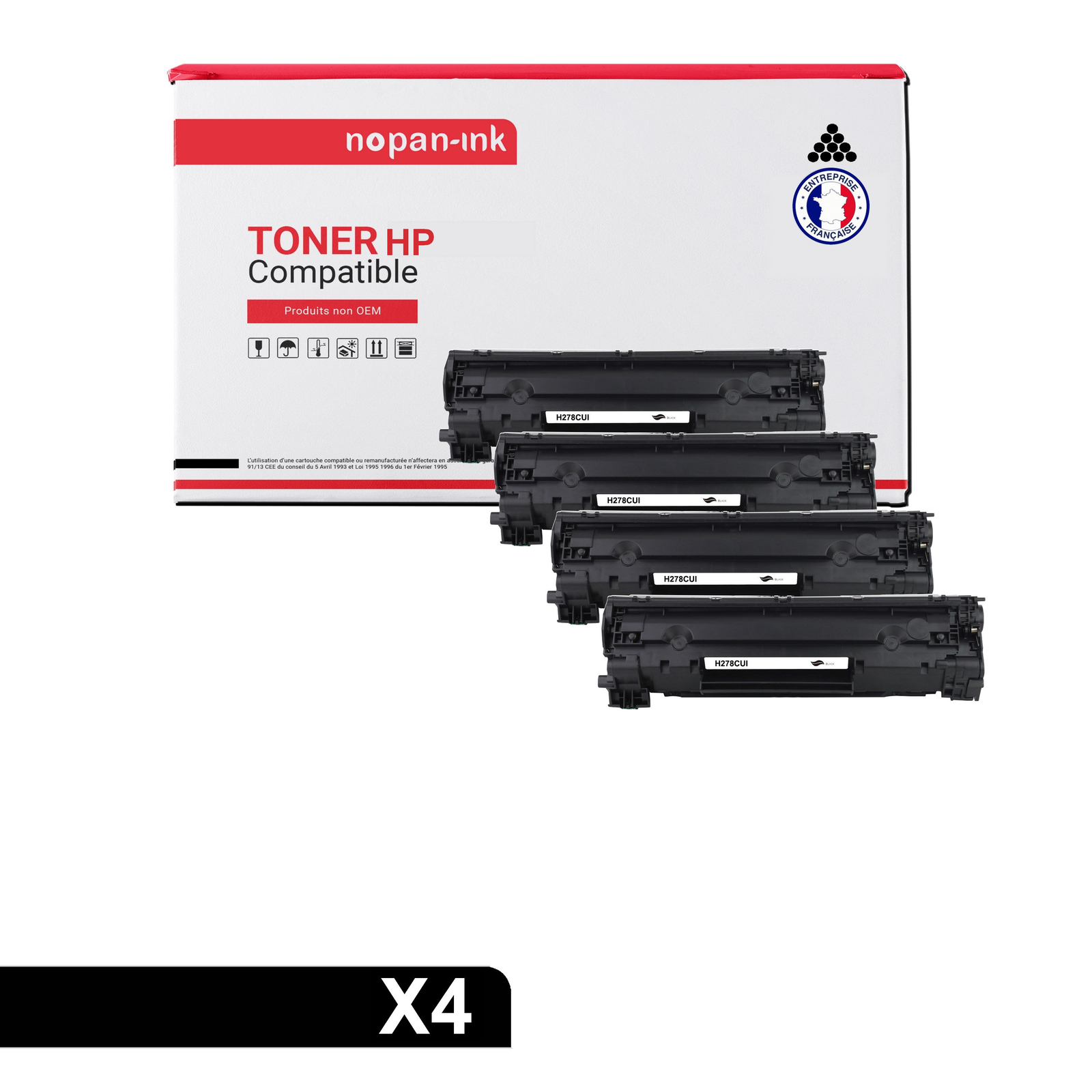 Toner CE278A 78A noir compatible HP haute capacité pack de 4