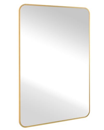 Bathroom Wall Mirror,24 x 36 Inch Rectangle Vanity Modern 36"L x 24"W Gold - Picture 3 of 8