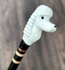 Poodle White Walking Stick Hand Carvin Cane Wooden Handmade Cane Hiking Stick