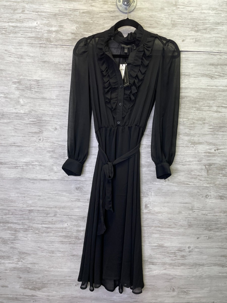 banana republic black shirt dress BANANA REPUBLIC Womens Stretch 3/4 Sleeve Shirt Dress US 4 Small Black main image 0