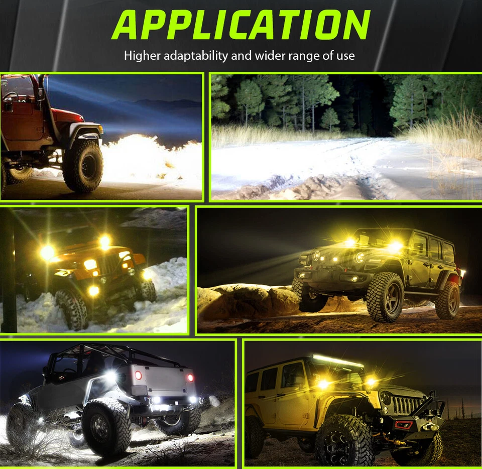 Luz de trabajo LED 5/4"/3" amarillo blanco cubo vainas punto inundación conducción lámpara antiniebla todoterreno Foto 3 de 4