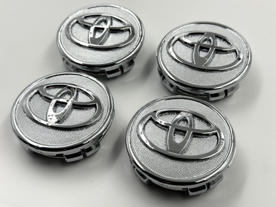 Shiny Chrome Toyota Center Hub Caps – 57mm 4-Pack With Logo, Direct Fit