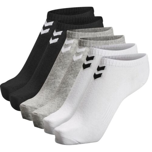 HUMMEL Chevron Ankle Socks 6er Pack  (6 Paar Socken!)    Weiß/Grau/Schwarz   NEU - Afbeelding 1 van 10