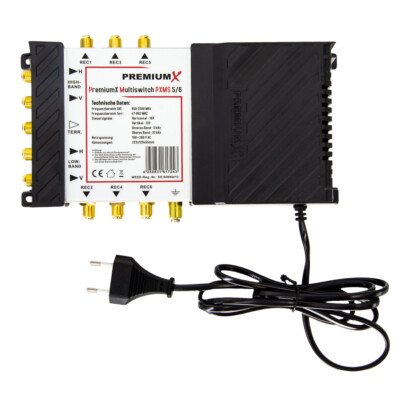 PremiumX 5/6 SAT Multischalter Verteiler Switch Digital Multiswitch 6 Teilnehmer