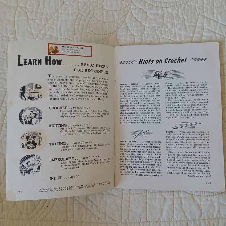 Rare 1959 Vtg "Learn How Book" Coats & Clark's Book 170-B Embroidery Needlecraft - Image 3 of 4