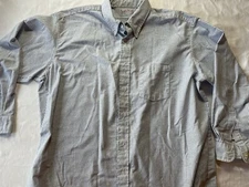 Vintage Work Wear Red Kap Executive White Blue Striped Button Shirt USA XL 18