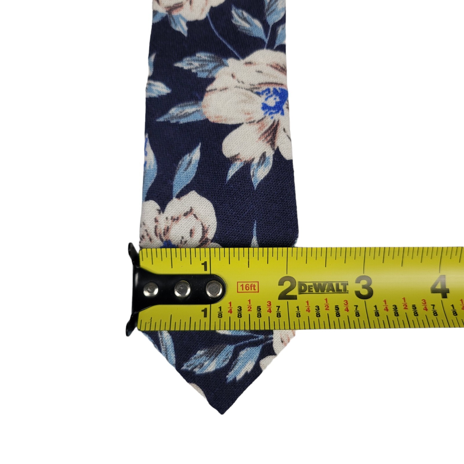 Penguin Necktie Men Blue White Linen Polyester Tie Floral Flowers Paisley Skinny