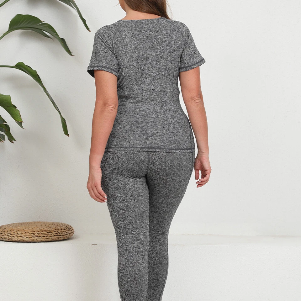 Short Sleeve Pocket Pants Set Plus Size Sports Yoga Gym Tracksuits 0XL-4XL - Image 3 of 4