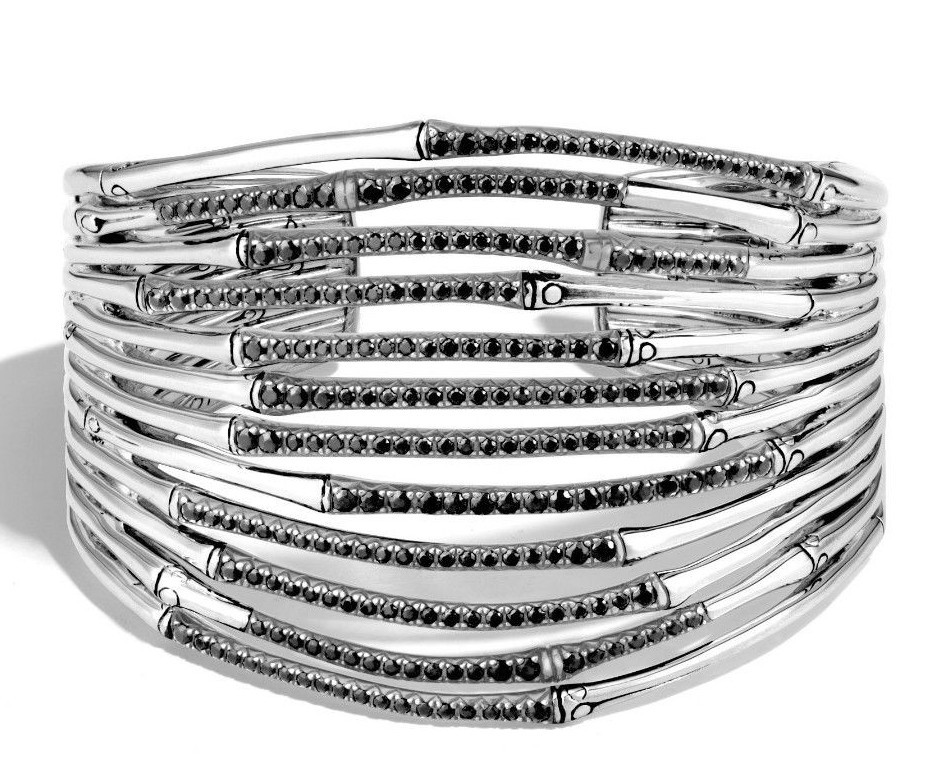NEW $3100 John Hardy Flex Cuff 53mm Black Sapphire Lava Wide