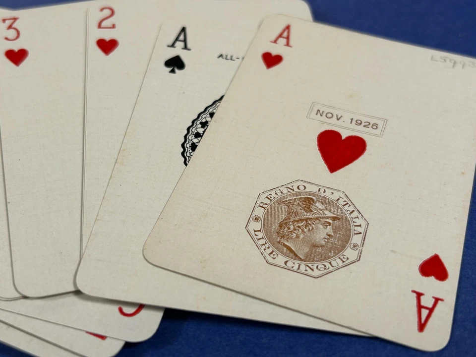 MAZZO CARTE DA GIOCO tipo francesi 1926 REGNO D'ITALIA WADDINGTON'S POKER - Immagine 3 di 4