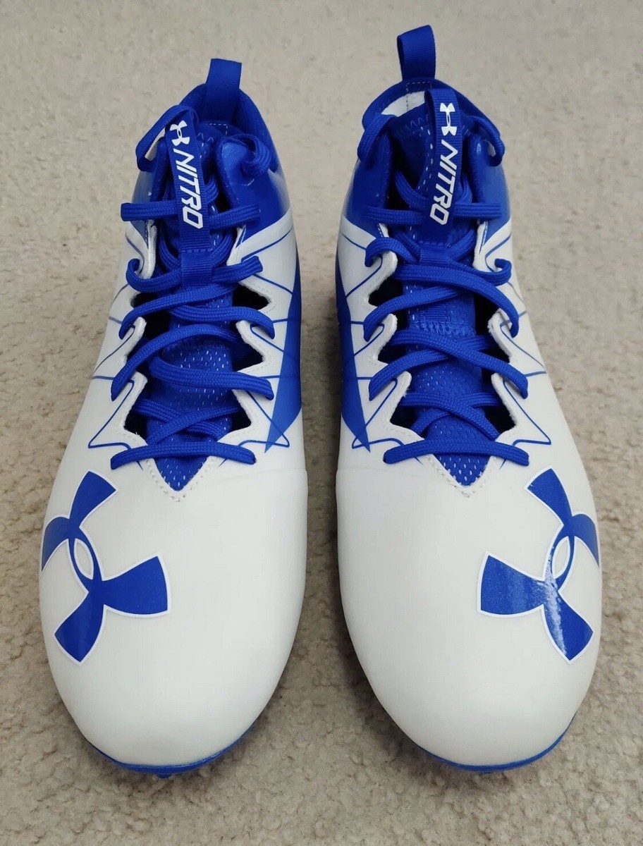 Under Armour Nitro Football Cleats Mid Blue White Men display picture 1
