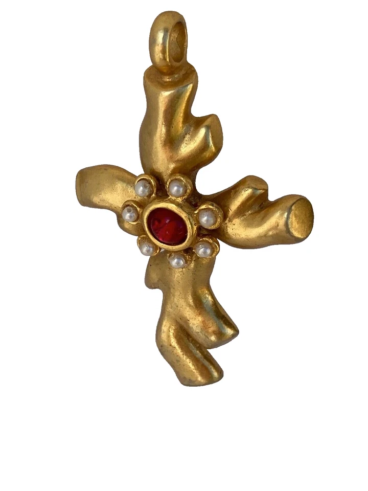 Pendentif croix VINTAGE signé CHRISTIAN LACROIX - modèle RARE!!