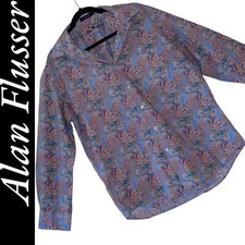 Alan Flusser dress Shirt men  s size large Paisley long sleeve collar button