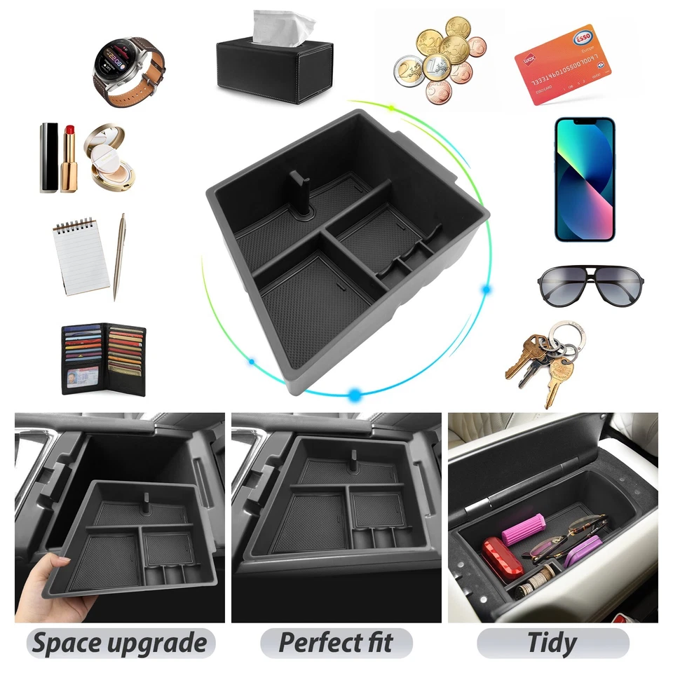 Caja organizadora bandeja de almacenamiento reposabrazos central coche RUIYA para Buick Enclave 2018-2024 Foto 3 de 4