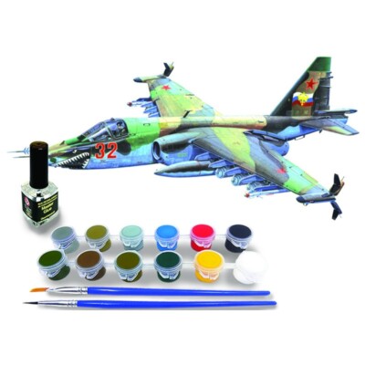 MisterCraft 1/72 Sukhoi Su-25K Frogfoot Soviet Jet Model Kit + Paint + Glue E-10