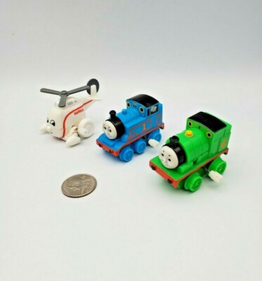 Thomas Tank Friends Magic Railway Plastic Wind-Up Train w/ Percy & Harold Lot x3