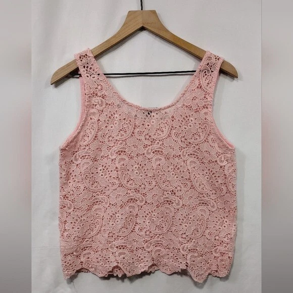 Regata Feminina Ambiance Renda Paisley L Rosa Barbiecore Retrô Anos 90 Ano Novo sem etiquetas - Imagem 4 de 4