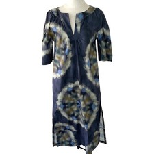Alpha Studio Kaftan Womens Size Small Blue Tie Dye Spandex Cotton Caftan Pockets