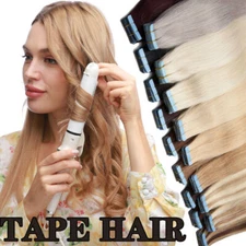 Seamless Tape In Human Hair Extensions Skin Weft Real Remy European Hair 20/40p