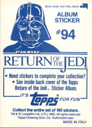 Star Wars ROTJ Trading Card Sticker Album Complete Your Set You Pick 1983 Topps - Bild 186 von 355