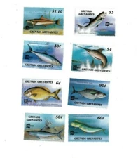 Grenadines 1987 - Marine Life Fish - Set of 8 Stamps - Scott #887-894 - MNH