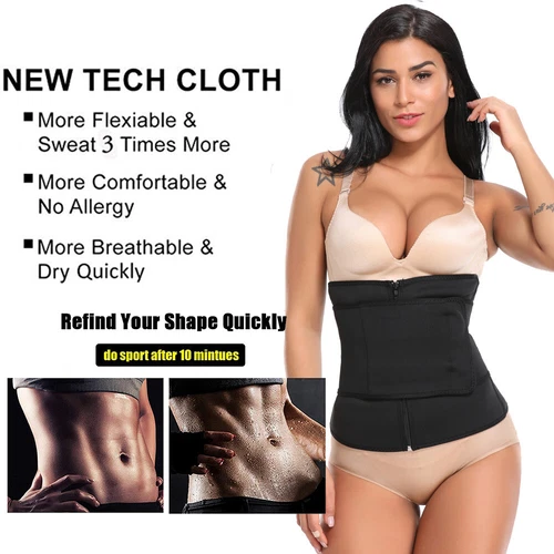 Entrenador de Cintura Neopreno Cinturón Cremallera + Ganchos Modelador de Cuerpo Corsé Faja Banda Delgada HG - Imagen 18 de 27