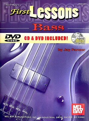 FIRST LESSONS BASS by JAY FARMER- METHOD BOOK/CD/DVD SET-  BRAND NEW!