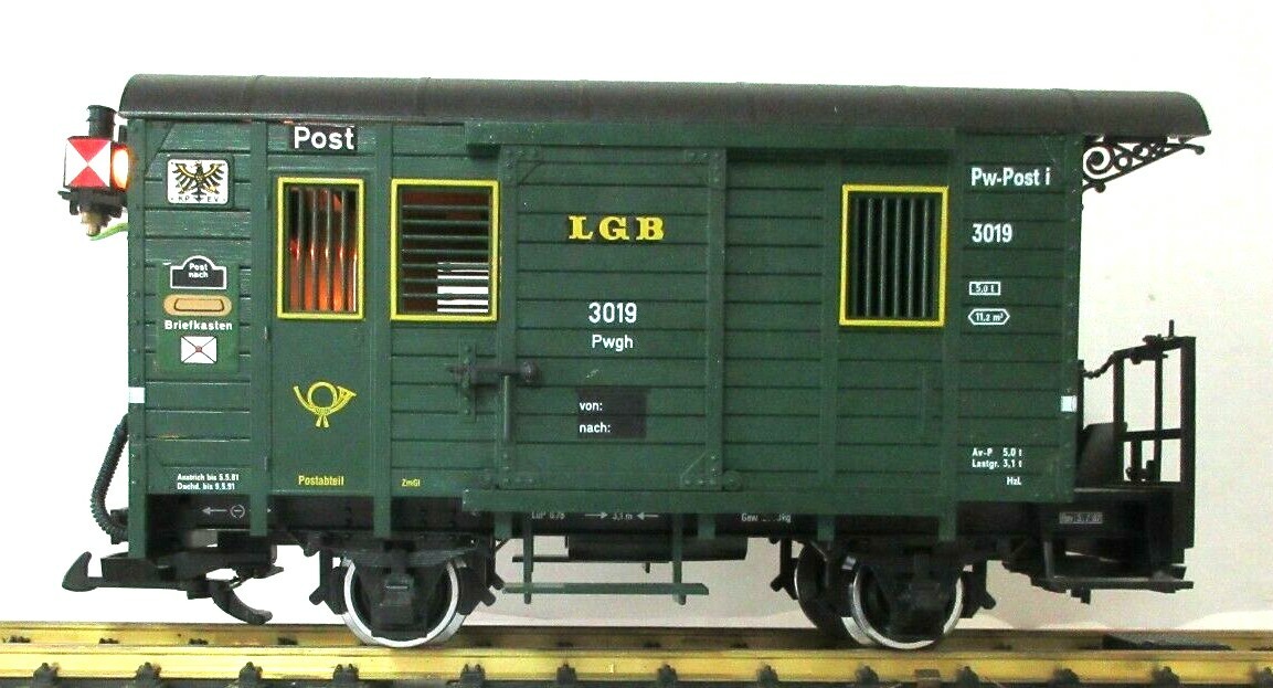 LGB 3019 POSTAL CAR W/ LIGHTING, LIGHTED MARKERS & METAL WHEELS | eBay