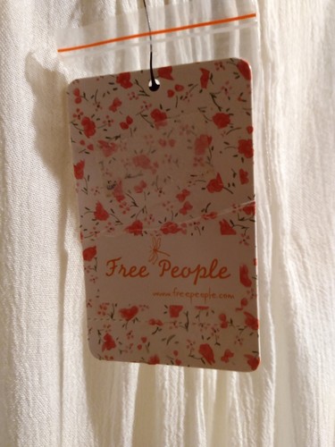 Free People Elfenbein Spitze Bauer Minikleid Öse Krepp Knopf Rüsche Langarm - Bild 7 von 8
